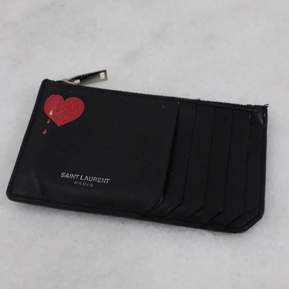 Saint Laurent Heart Fragment Zipped Card Case Wallet